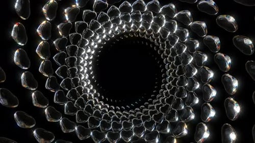 Shimmering Heart Shapes Tunnel Background Animation