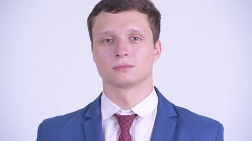 Smiling Young Adult Man Wearing Business Suit