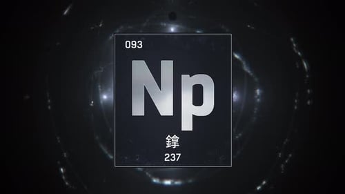 Le neptunium comme élément 93 du tableau périodique sur fond argenté en chinois