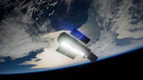 Realistic 3D Satellite Orbiting Earth in Space