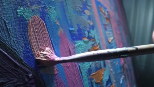 Brush Strokes on a Colorful Abstract Painting