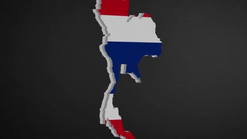 3D Thailand Map with Flag Reveal Animation