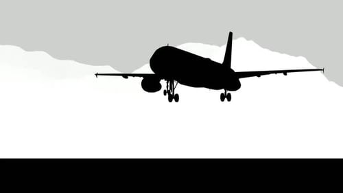 Minimalist Silhouette Airplane Landing Animation