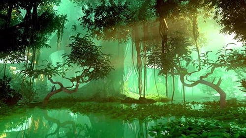 Lush Green Jungle Forest Animation with Mystical Sun Rays