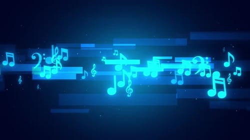Abstract Glowing Music Notes Digital Loop Background