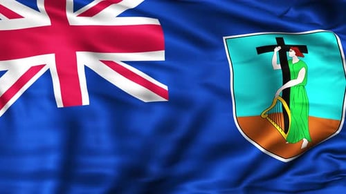 Montserrat Flag Waving in Wind Loopable Animation