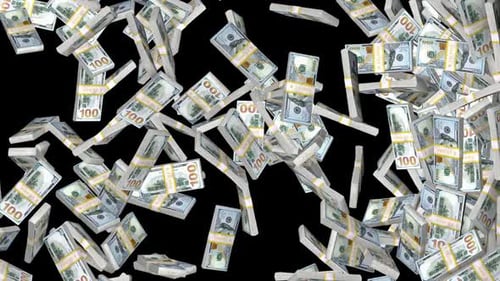Falling One Hundred Dollar Bill Stacks Background