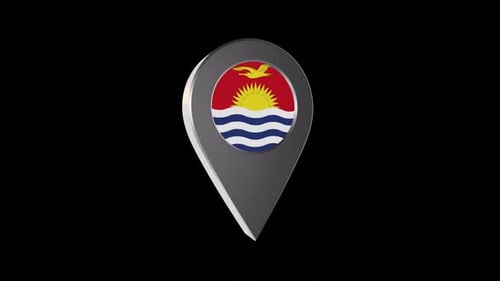 3D Rotating Kiribati Flag Map Pointer Animation