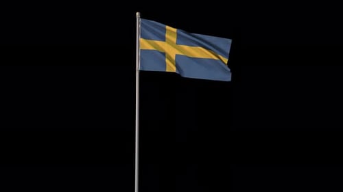 Waving Swedish Flag Loop with Alpha Channel