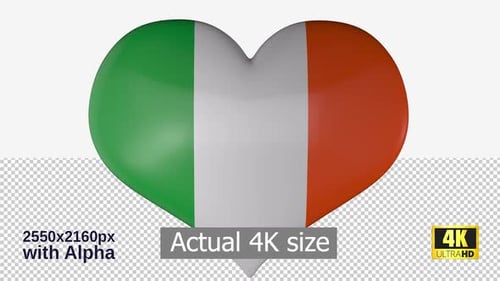 Rotating 3D Heart with Italian Flag for Love and Patriotism