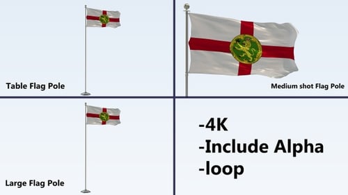 Animated Guernsey Flag Waving on a Pole with Alpha Channel