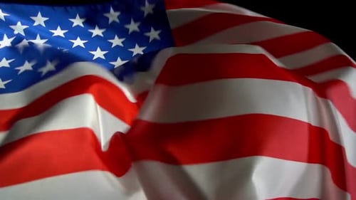 Waving American Flag on Black Background