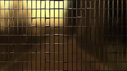 Animated Golden Rectangular Tiles Reflective Background Loop