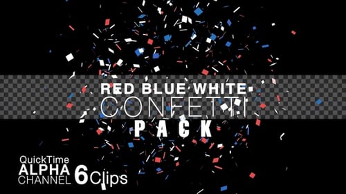Red White Blue Confetti Explosions Pack with Alpha Channel