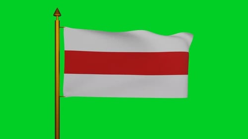 Realistic White and Red Striped Flag Waving on Green Screen