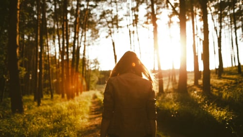 Girl Walking in the Forest 1