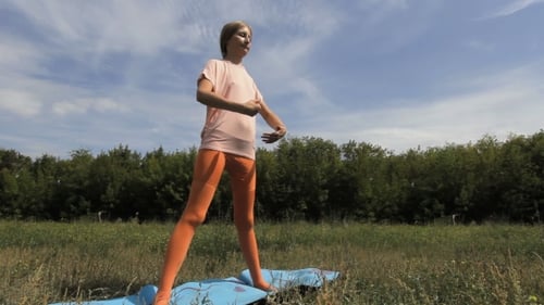 Woman Practices Yoga In The Park