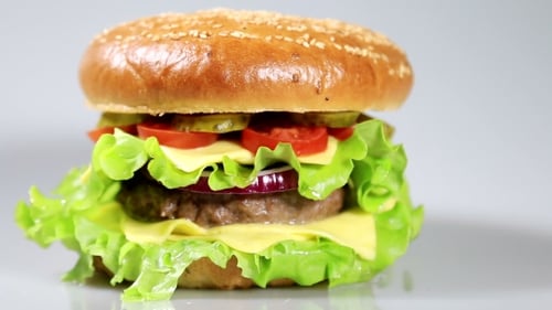 Delicious Hamburger Close-Up Rotating