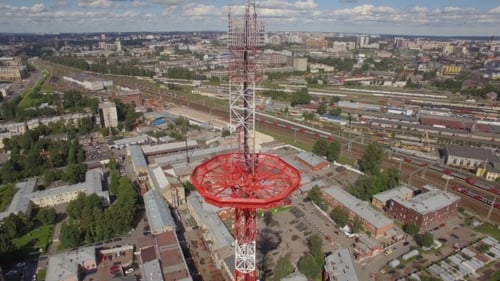 Aerial View Of a Large Transmission Tower