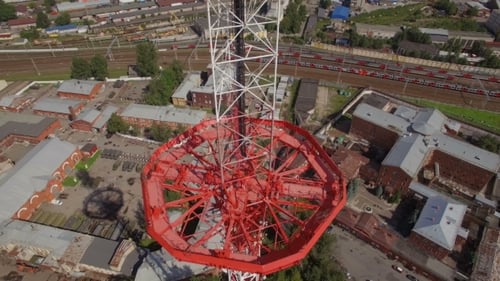 Aerial View Of a Large Transmission Tower
