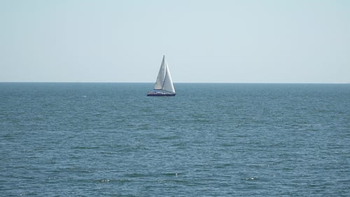 The Yacht is Under Sail Floats on the High Seas