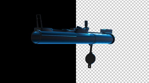 Rotating Futuristic Rocket Launcher with Blue Glow