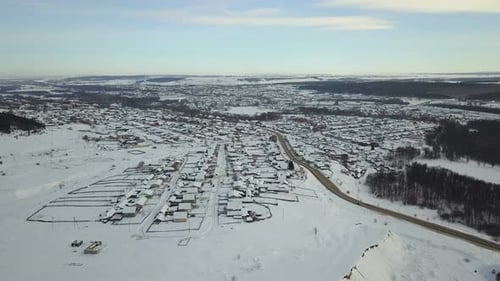 Small Town At Winter