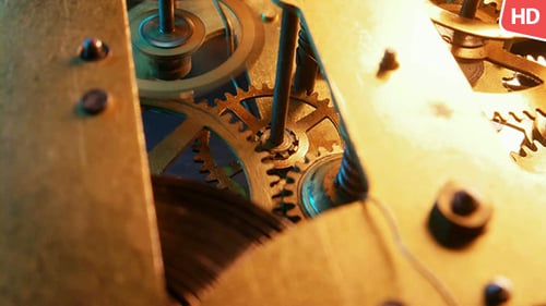 Internal Gears Turning Inside an Old Clock