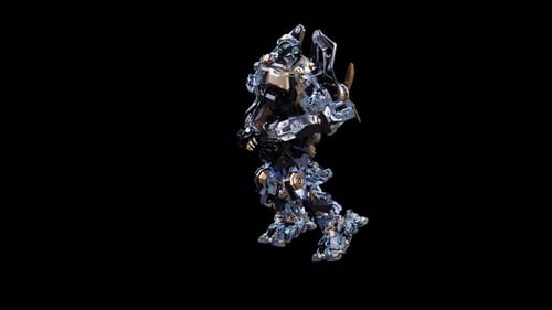 Futuristic 3D Robot Character Walking Animation Loop