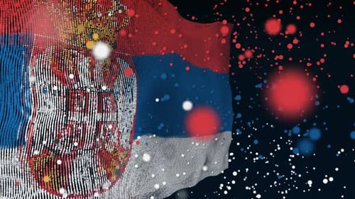 Abstract Particle Serbian Flag Waving Motion Graphic Loop