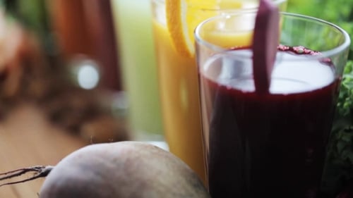 Colorful Fruit and Vegetable Smoothies and Juices