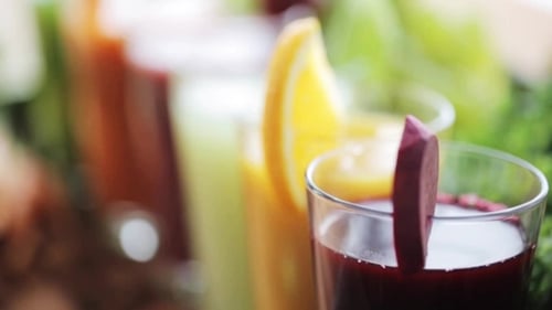 Assorted Fruit and Vegetable Smoothies Close Up
