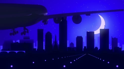Indianapolis Indiana EE.UU. Avión Aterrizaje Skyline Noche