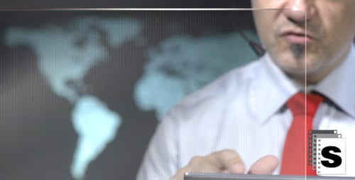 Man Using Futuristic Transparent Touchscreen Display