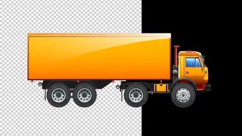 Animated Shipping Truck Driving with Transparent Alpha Channel