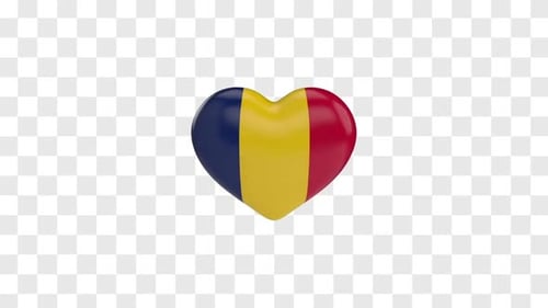 Rotating Glossy 3D Heart with Chad National Flag
