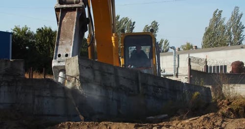 Heavy Machinery at Work on a Construction Site Massive Jackhammer