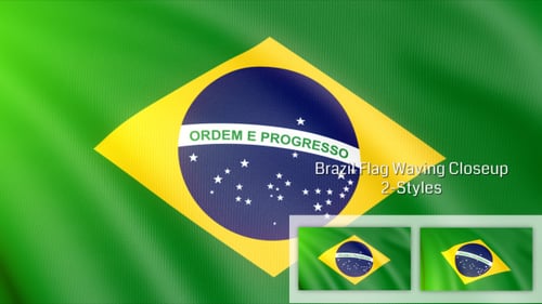 Brazil Flag Waving Close-up Two Styles Seamless Loop