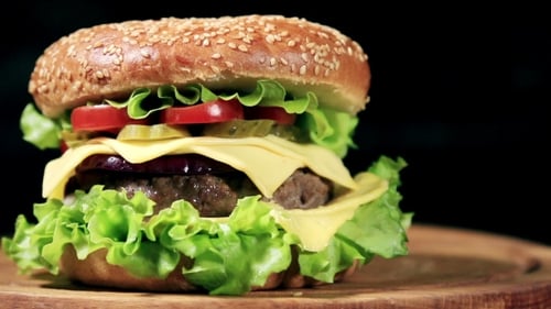 Delicious Burger with Cheese and Fresh Vegetables
