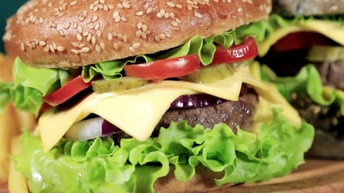 Two Burgers on a Table, Close Up