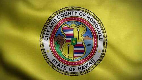 Honolulu City and County Flag Waving Seamless Loop