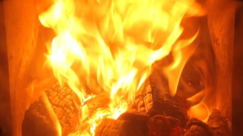 Burning Fireplace Flames with Warm and Cozy Light