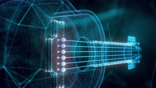 Guitar Hologram Close Up 4k