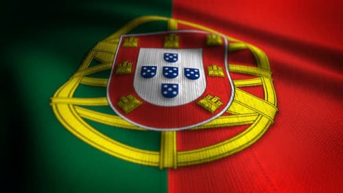 Realistic Waving Portugal National Flag Loop Animation