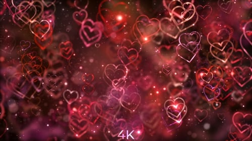 Glowing Red Hearts Romantic Motion Background