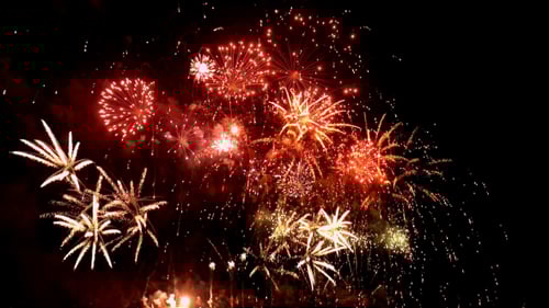 Brilliant Fireworks Exploding in a Night Sky