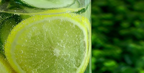 Lemon and Cucumber Infused Sparkling Water Close-Up
