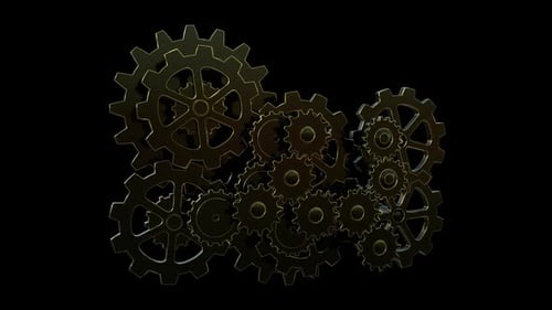 Interlocking 3D Gears Industrial Animation Loop