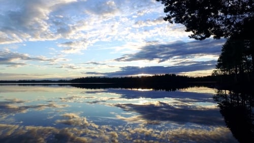 Sunset Over Forest Lake