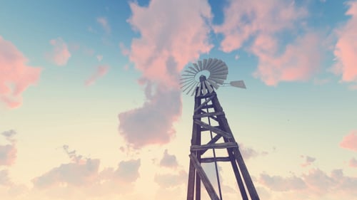 Old Windmill - Sunset - Farm